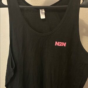 🔥5 for 20🔥 N2N Bodywear mens Black Tank Top with Pink Logo - L